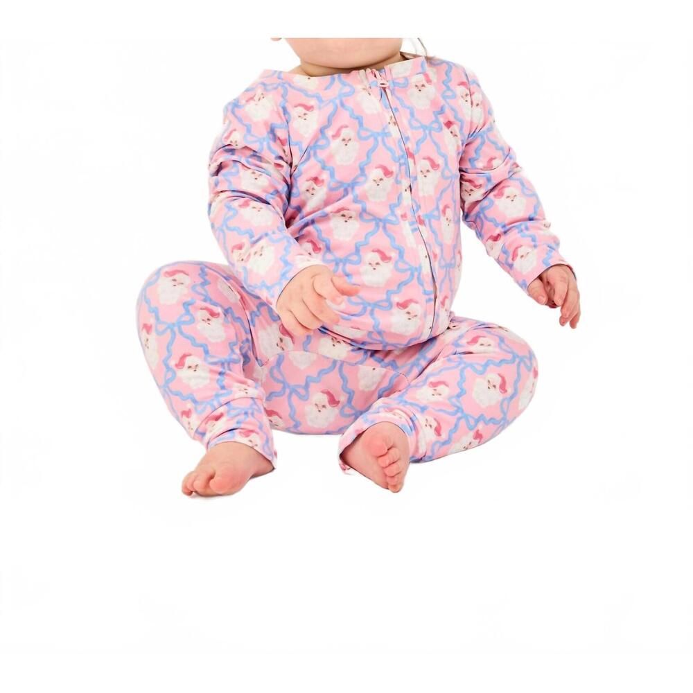 NEW MARY SQUARE baby pj santa baby bows onesie in pink